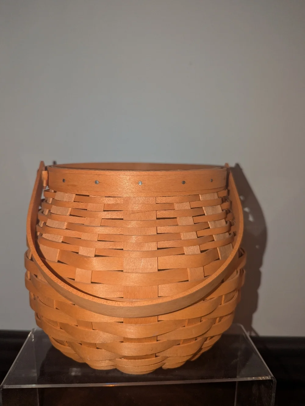 Vintage 1991 Longaberger Small Round Fruit Berry Basket - Signed RKS